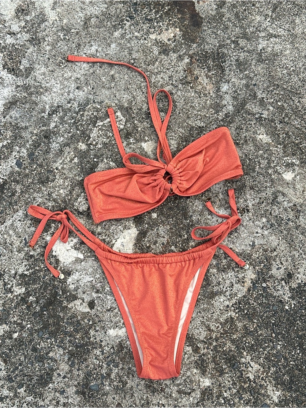Victoria's Secret Burnt Orange Tie-Side Bandeau Bikini